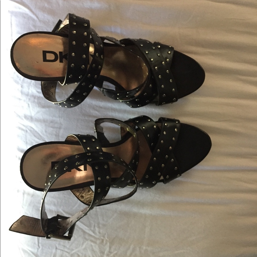 DKNYC Black Strapped Heels